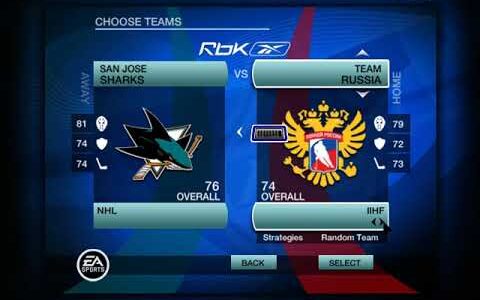 NHL 2009 – Nová sezóna 2023/24 – menu